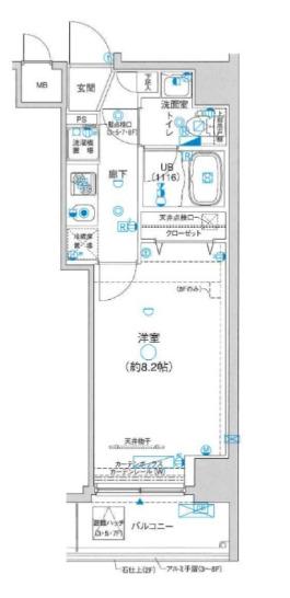 グランフォース東池袋(1K/8階)の間取り写真