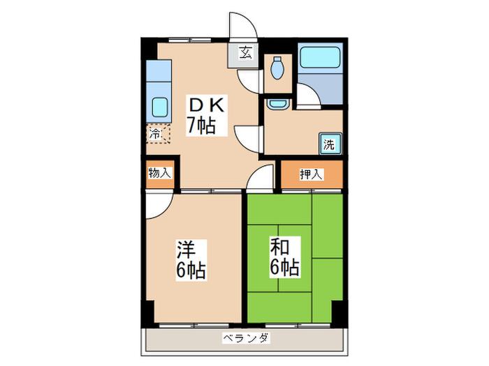 山根マンション(2DK/2階)の間取り写真