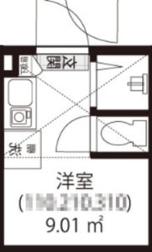 GARUNA OKUBO(ワンルーム/B1階)の間取り写真