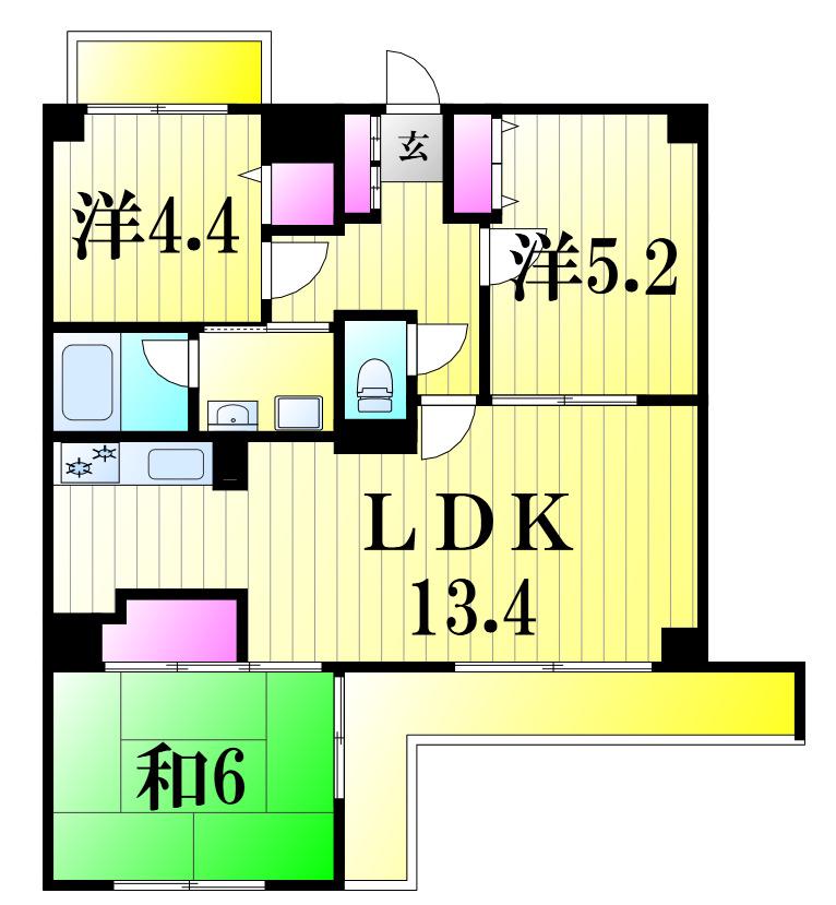 サンフォーレ松戸(3LDK/4階)の間取り写真