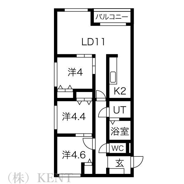 コートロティ琴似アネックス(3LDK/5階)の間取り写真
