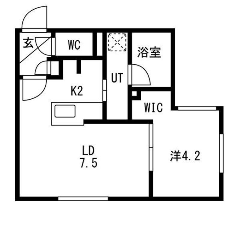 KIII南9条(1LDK/1階)の間取り写真
