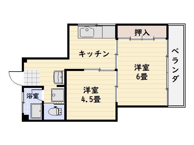 時ビル(2K/4階)の間取り写真