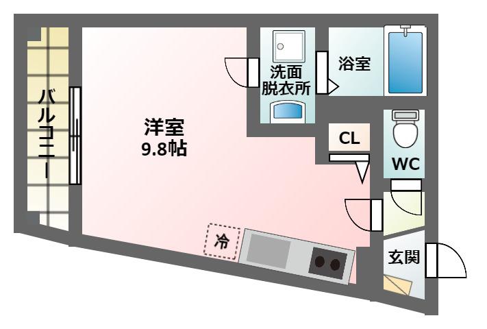 ALEGRIA天王寺東(ワンルーム/3階)の間取り写真