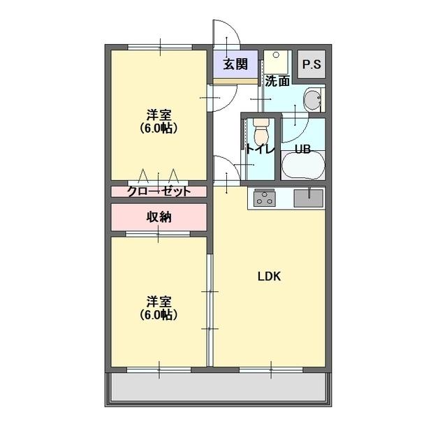 ウィステリア藤 III(2LDK/3階)の間取り写真