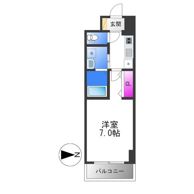 アーバンパーク田辺(1K/4階)の間取り写真