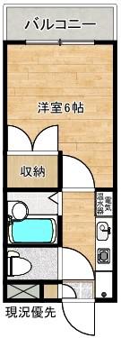 コーポ丸山II(1K/2階)の間取り写真