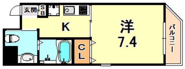 シティフラット六甲道(1K/2階)の間取り写真
