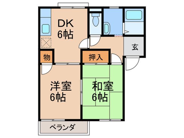 フレグランス本多聞A棟(2DK/1階)の間取り写真