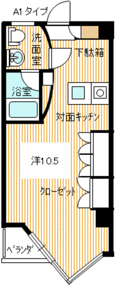 トワムール・アージュ(ワンルーム/2階)の間取り写真