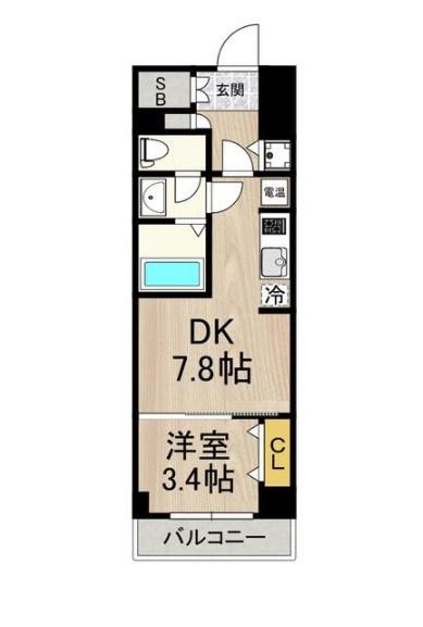インブルーブ三宮イースト(1DK/5階)の間取り写真