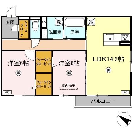 D-ROOM羽屋(2LDK/2階)の間取り写真