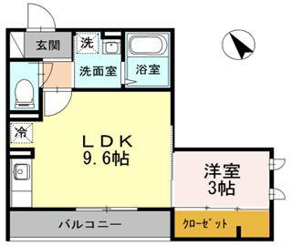 ハイツMEGUMI(1LDK/3階)の間取り写真
