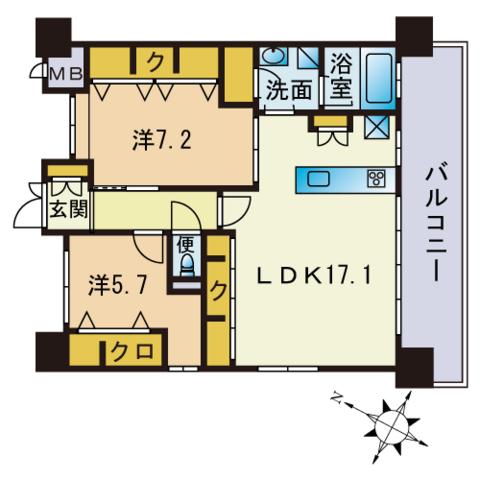 レジデンツァ大橋(2LDK/5階)の間取り写真