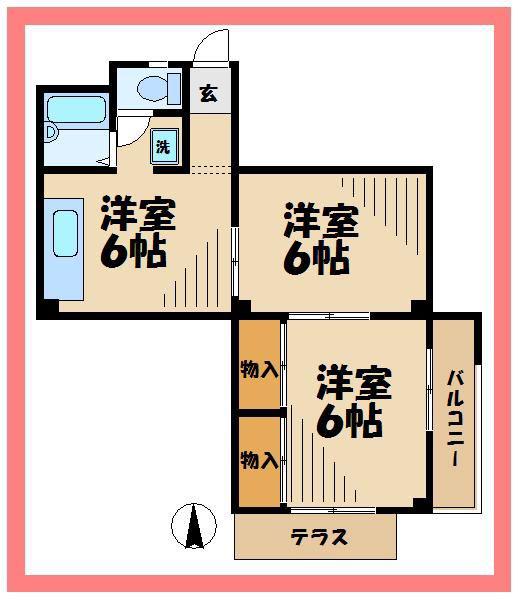 ムツミハイム(2DK/1階)の間取り写真