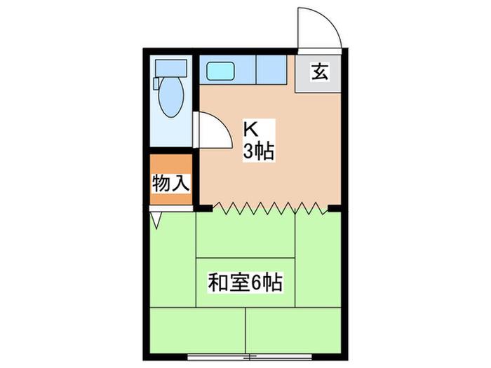 清水丘アパートB棟(1K/2階)の間取り写真