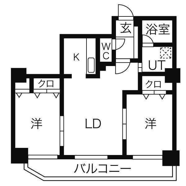 スカイコート(2LDK/12階)の間取り写真