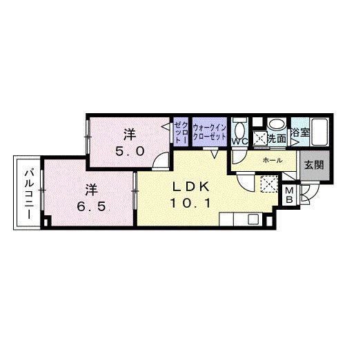 ヒカルサ枚方高野道(2LDK/3階)の間取り写真