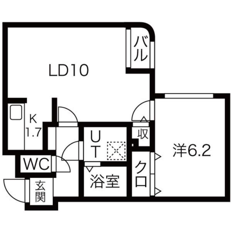 平岸スクエア21(1LDK/3階)の間取り写真