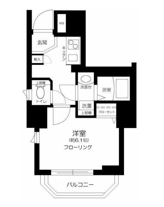 ガーラ芝御成門(1K/9階)の間取り写真