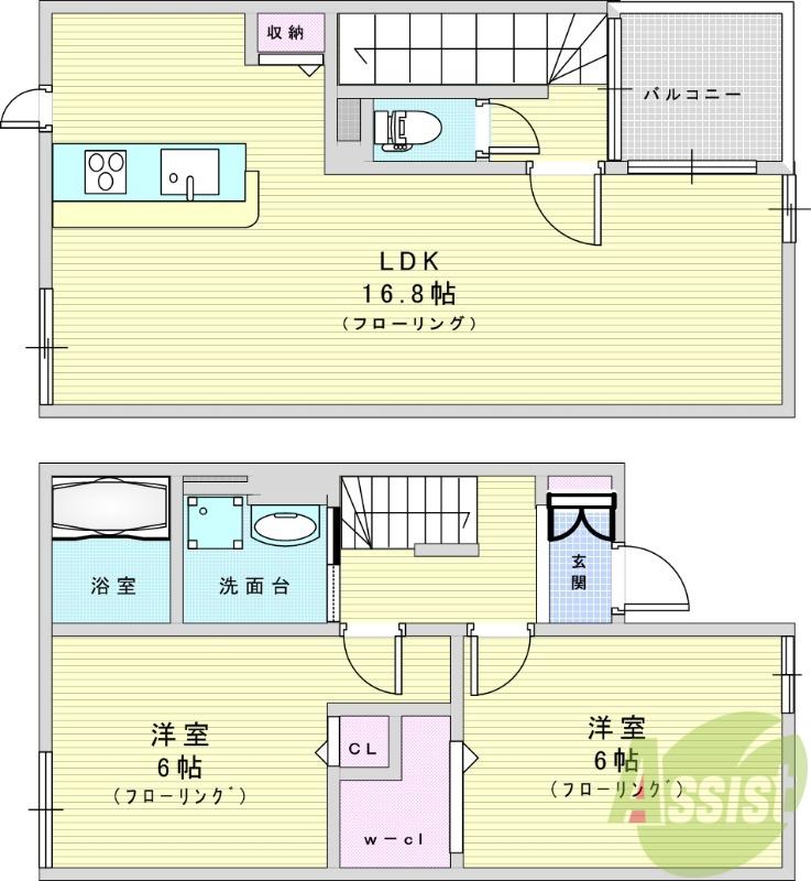 ベル・エスパス(2LDK/1階)の間取り写真