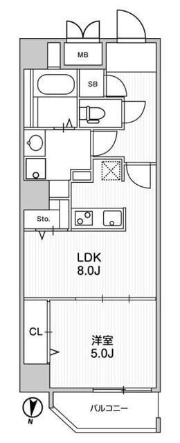 タスキリシェス新宿山吹町(1LDK/4階)の間取り写真