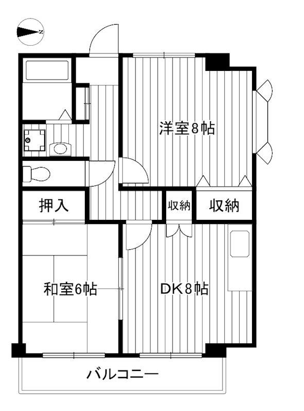 ハウゼ向原(2DK/2階)の間取り写真