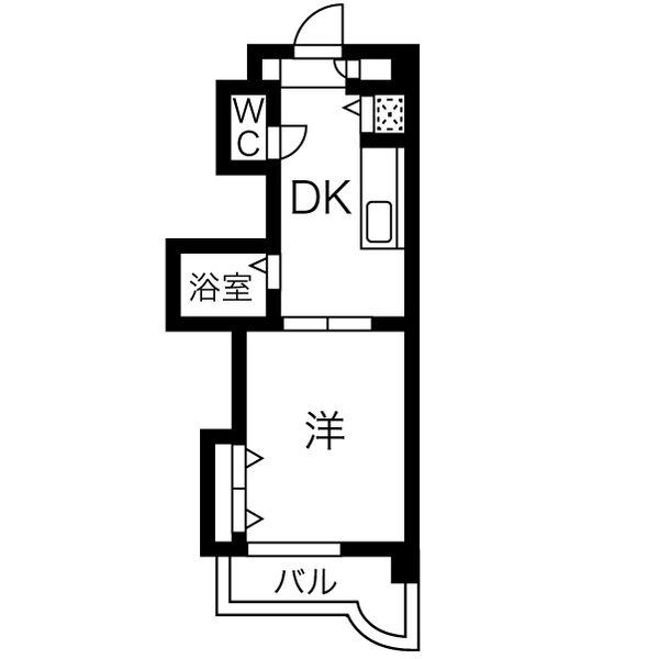 ヴィラ セゾン(1DK/2階)の間取り写真