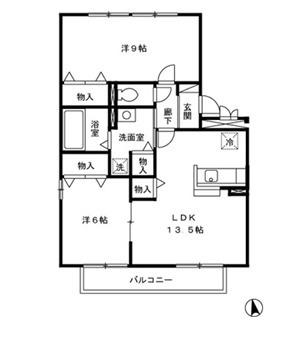 リビングタウン弥生が丘E・F棟(2LDK/3階)の間取り写真