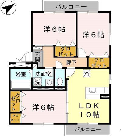 クレール(3LDK/3階)の間取り写真