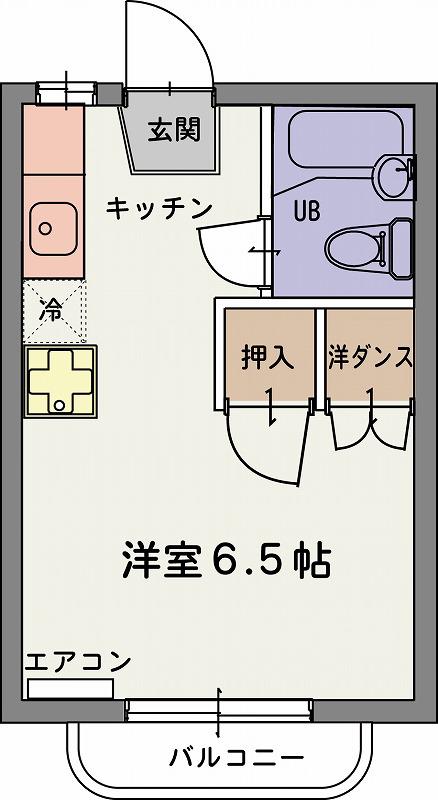 カーサうべB(1K/2階)の間取り写真