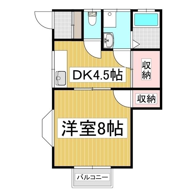 金塚コーポ(1DK/1階)の間取り写真