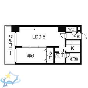 パークヒルズOM中央12(1LDK/9階)の間取り写真