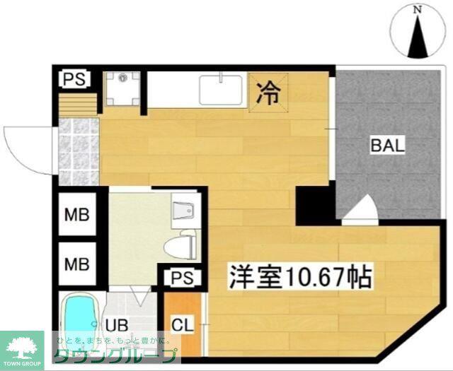 AURA六丁の目(ワンルーム/2階)の間取り写真