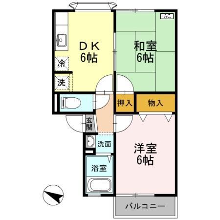 POMMEIK-1(2DK/1階)の間取り写真