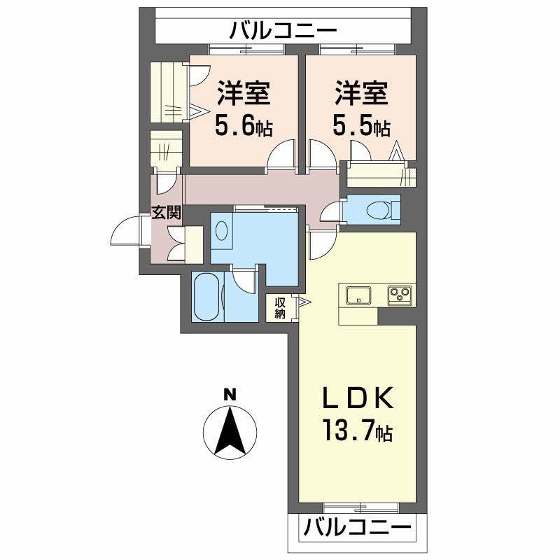 BEREO蔵本元町BELS認証(2LDK/3階)の間取り写真
