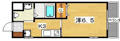 アカシヤ(1K/1階)の間取り写真