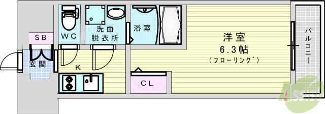 プロヴィスタ新大阪イーストゲート(1K/3階)の間取り写真