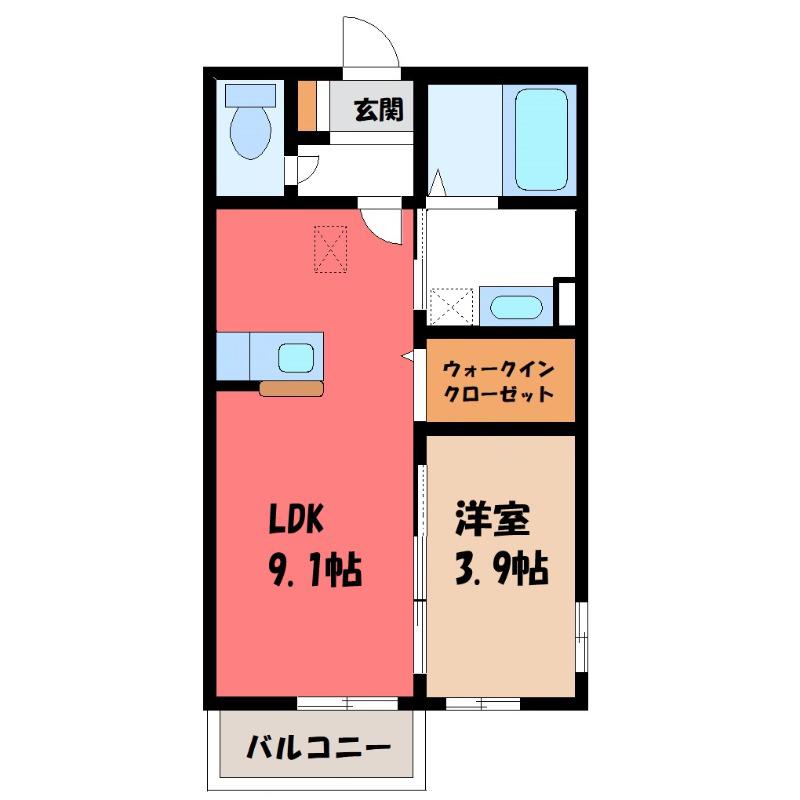 サンモールA(1LDK/1階)の間取り写真