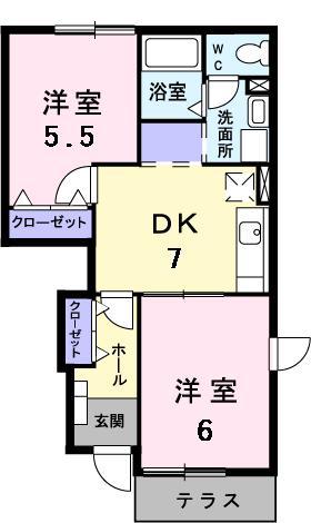 HOTSPRING(2DK/1階)の間取り写真