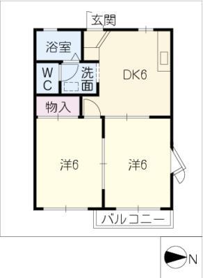 ハイツレスポアール(2DK/1階)の間取り写真