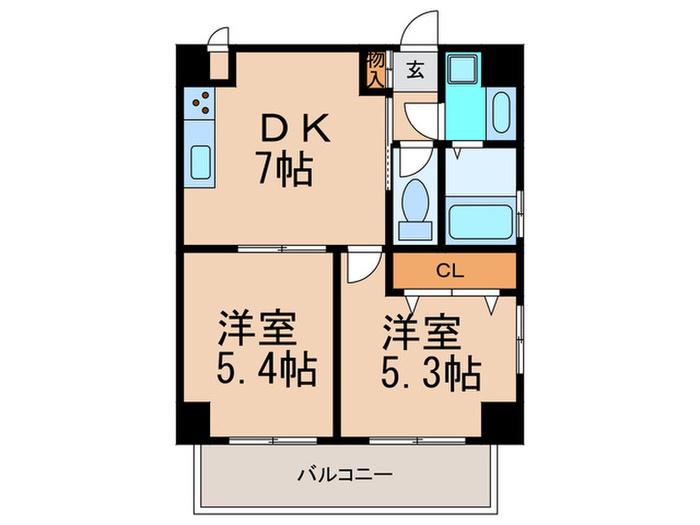 フィリオ大橋(2DK/5階)の間取り写真