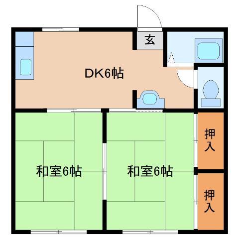プレジール江口(2DK/2階)の間取り写真