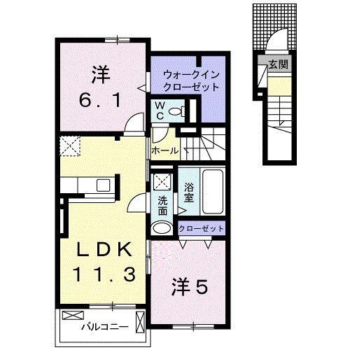 フリシュK I(2LDK/2階)の間取り写真