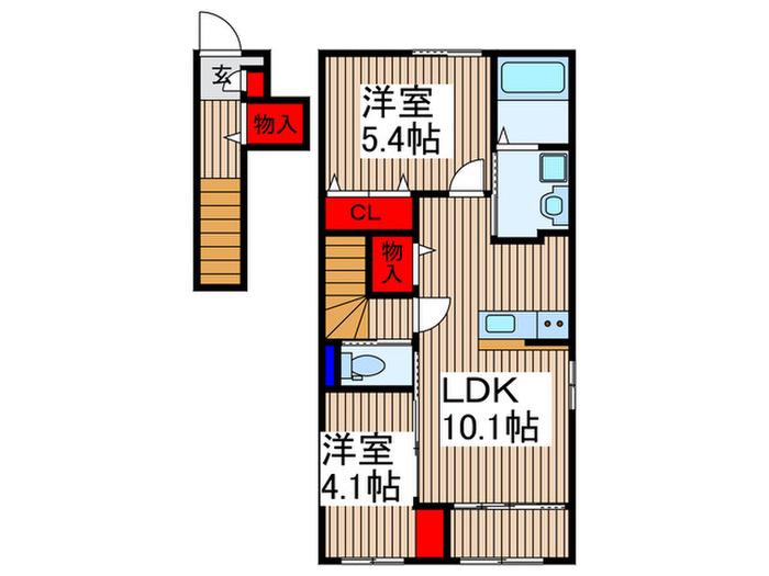 コーポ椛(2LDK/2階)の間取り写真