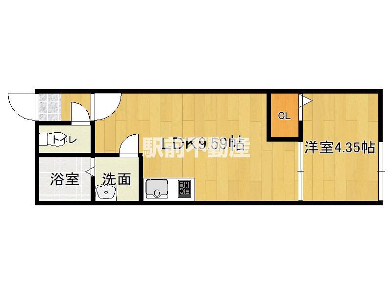 仮有田アパート(1LDK/1階)の間取り写真