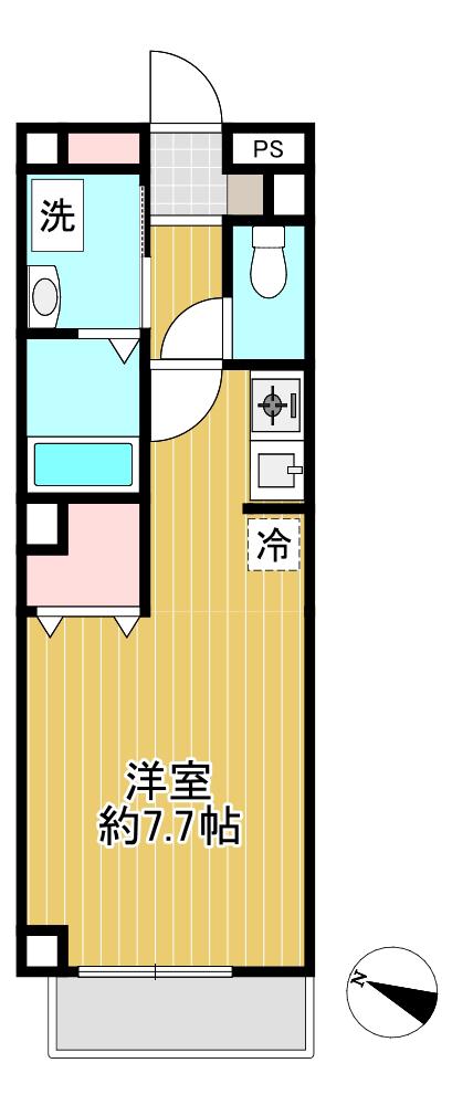 サンバティーク(1K/2階)の間取り写真