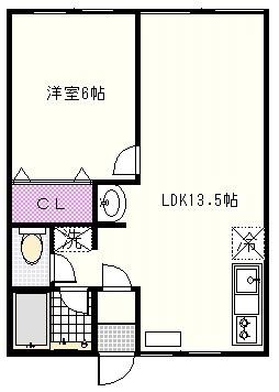 アクシス(1LDK/2階)の間取り写真