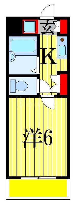 二子町ハイツ(1K/1階)の間取り写真