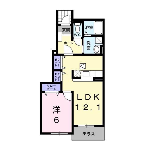 アイプレイス(1LDK/1階)の間取り写真